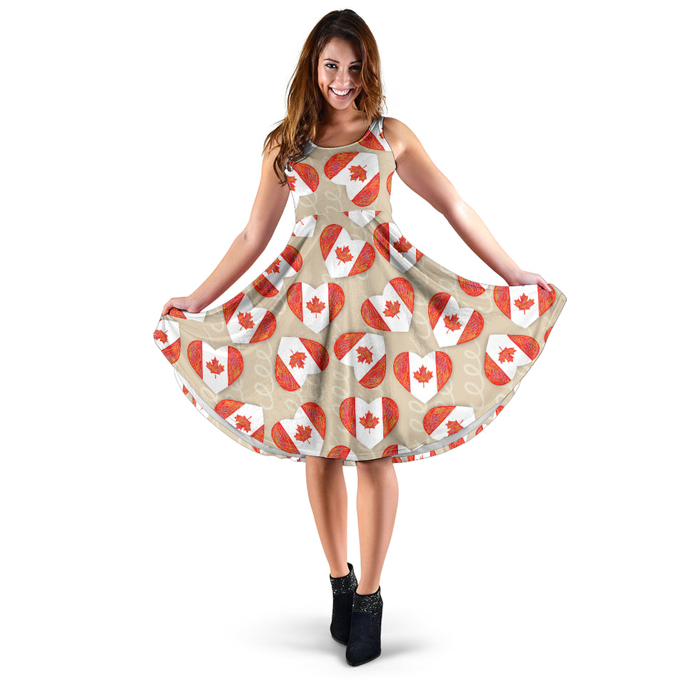 Canada Pattern Print Design 01 Sleeveless Midi Dress