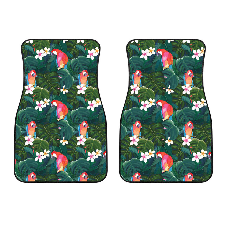 Parrot Palm Tree Leaves Flower Hibiscus Pattern Front Car Mats