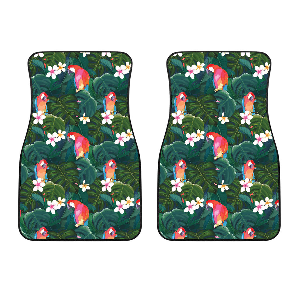 Parrot Palm Tree Leaves Flower Hibiscus Pattern Front Car Mats