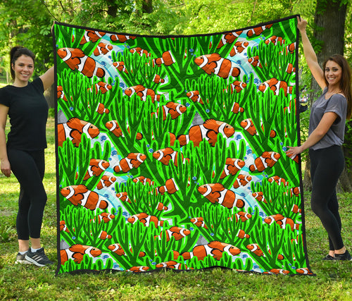Clown Fish Pattern Print Design 01 Premium Quilt