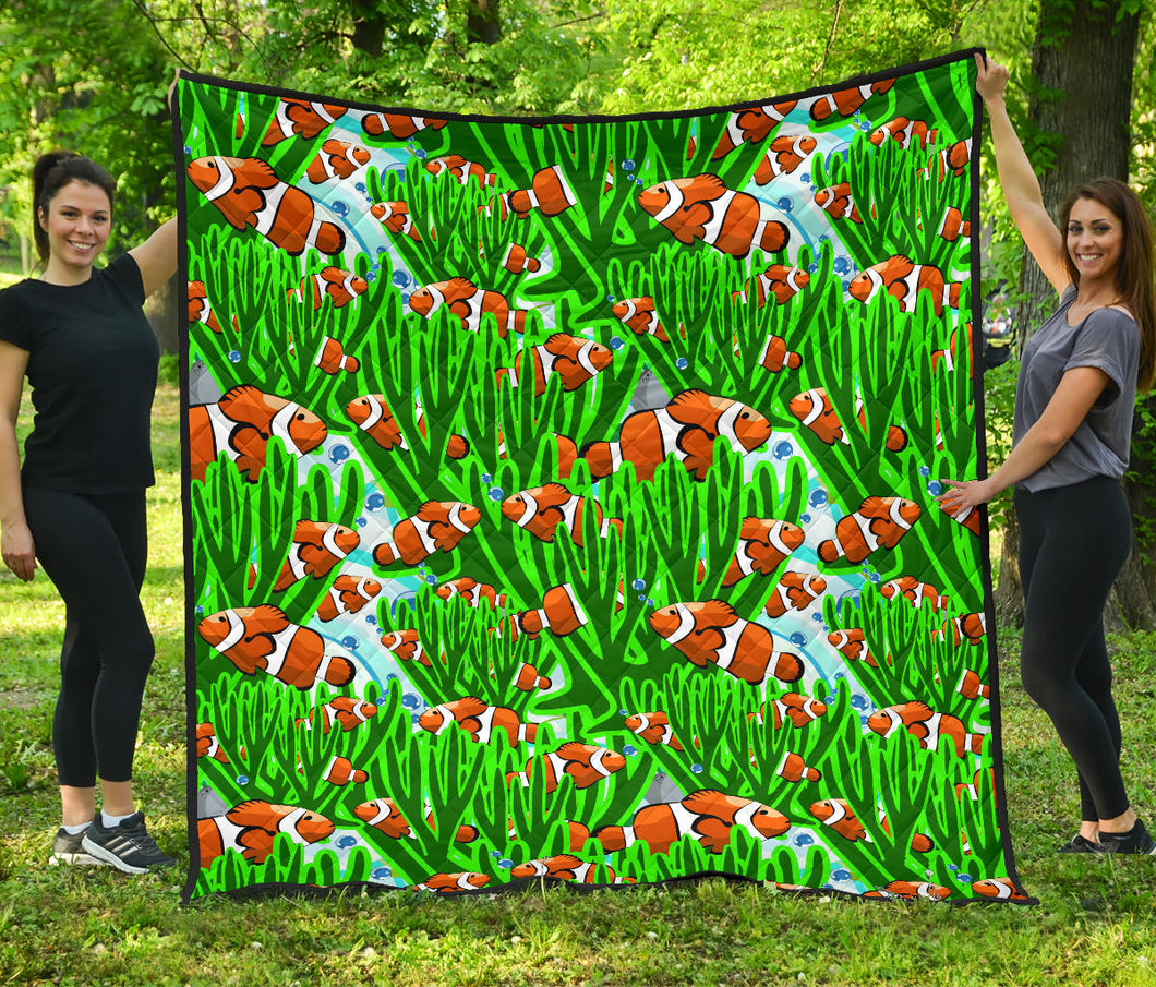 Clown Fish Pattern Print Design 01 Premium Quilt
