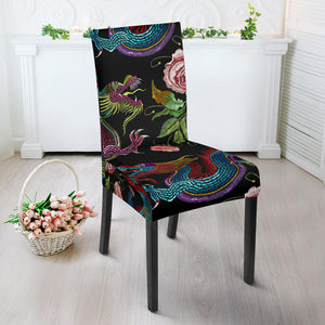 Dragons Flower Pattern Dining Chair Slipcover