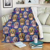 Sugar Skull Flower Pattern Premium Blanket
