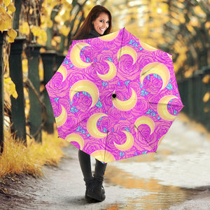 Moon Pink Rose Background Umbrella