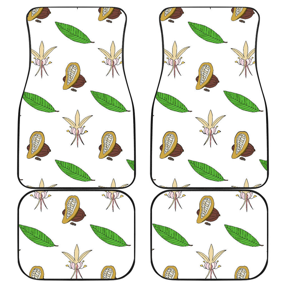 Color Hand Drawn Cocoa Pattern Front And Back Car Mats