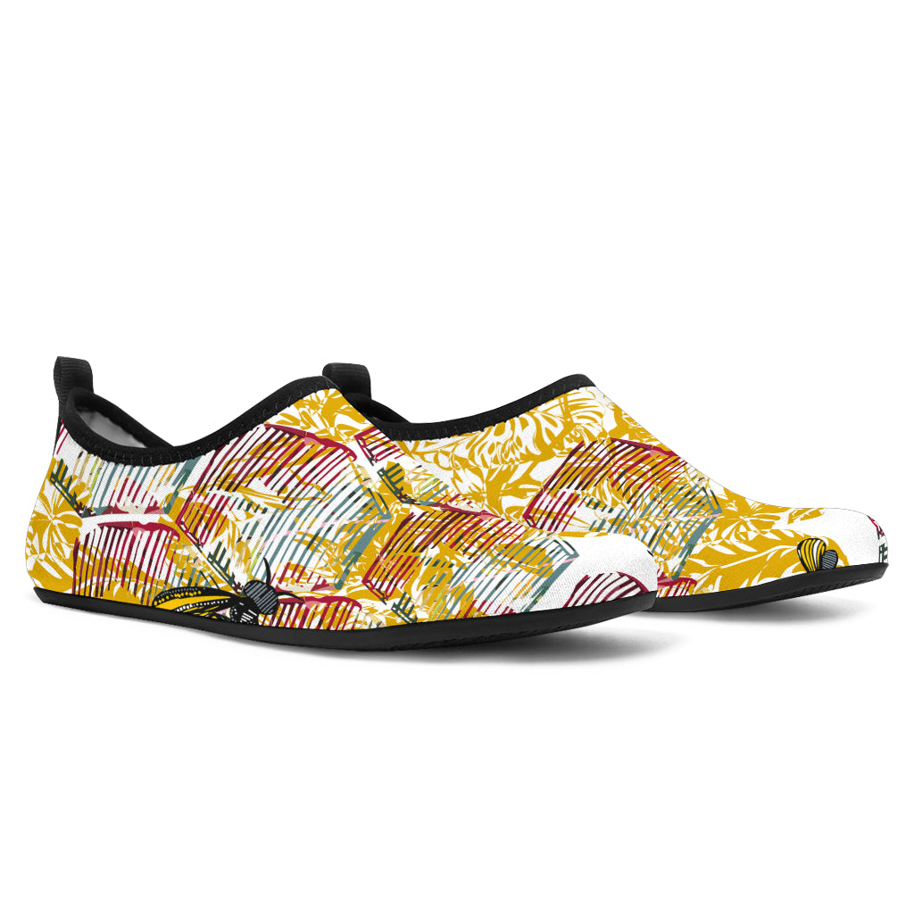 Cool Bee Honeycomb Leaves Pattern Aqua Shoes