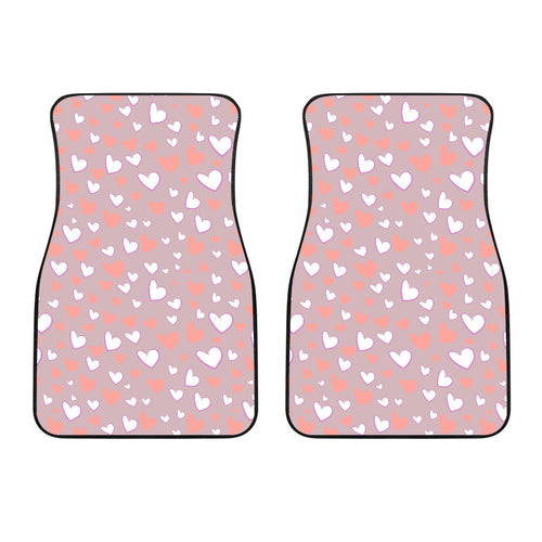 Coral White Heart Pattern Front Car Mats