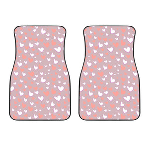 Coral White Heart Pattern Front Car Mats