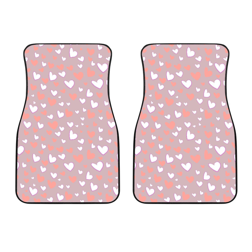 Coral White Heart Pattern Front Car Mats