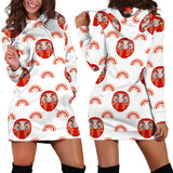 Daruma Japanese Wooden Doll Design Pattern Women'S Hoodie Dress