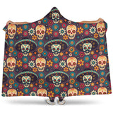 Sugar Skulls Flower Maxican Pattern Hooded Blanket