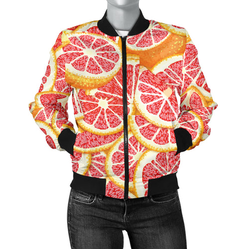 Tropical Grapefruit Pattern Women'S Bomber Jacket
