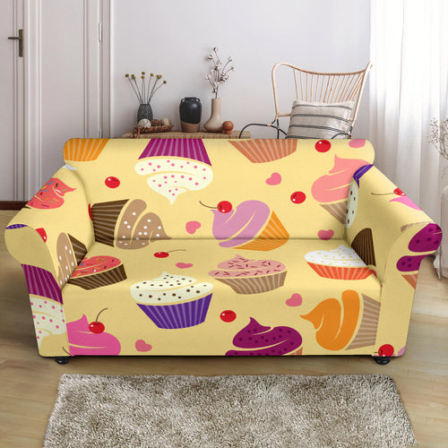 Cake Cupcake Heart Cherry Pattern Loveseat Couch Slipcover