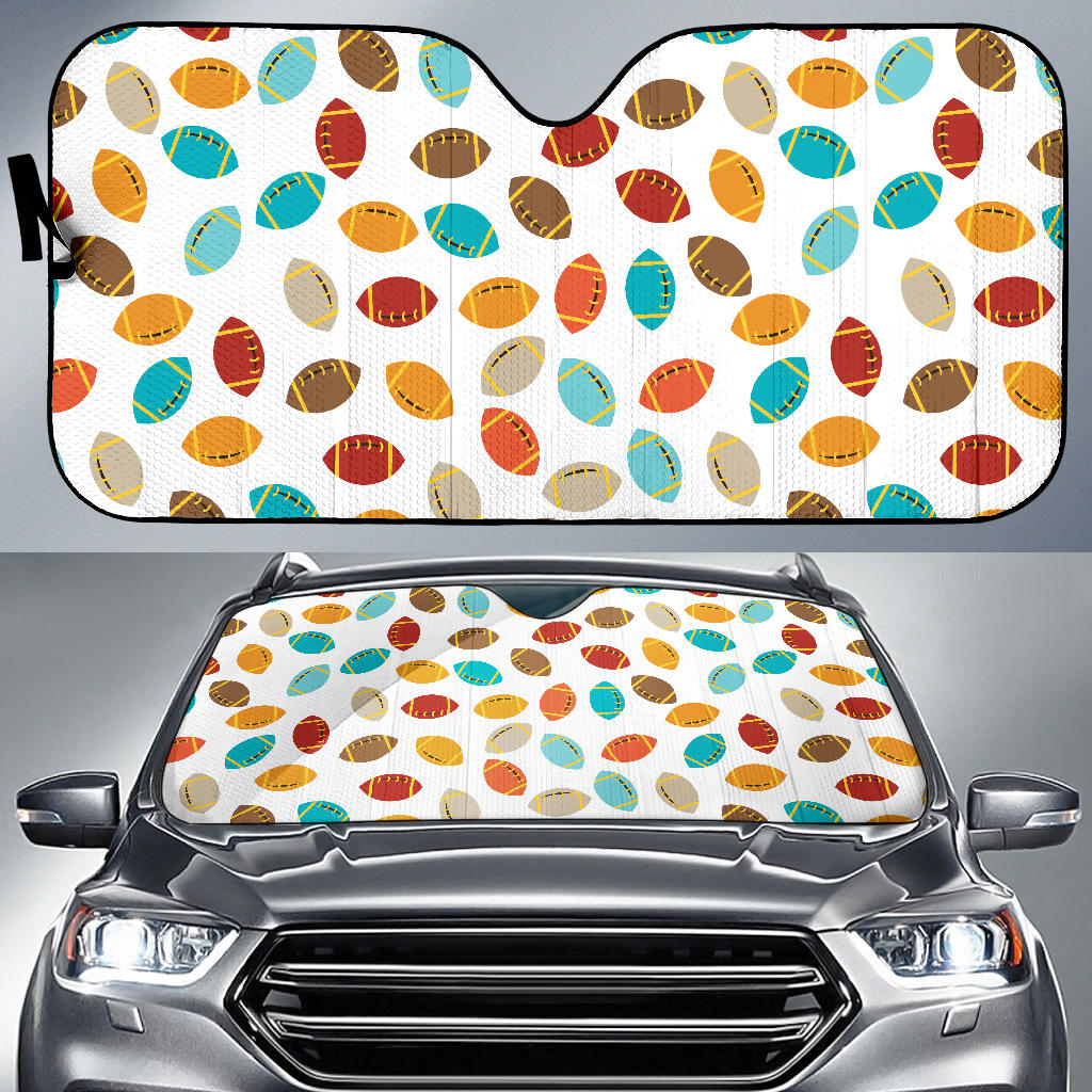 Colorful American Football Ball Pattern Car Sun Shade