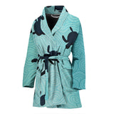 Sea Turtle With Blue Ocean Backgroud Women'S Bathrobe