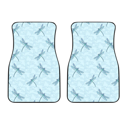 Dragonfly Pattern Blue Background Front Car Mats