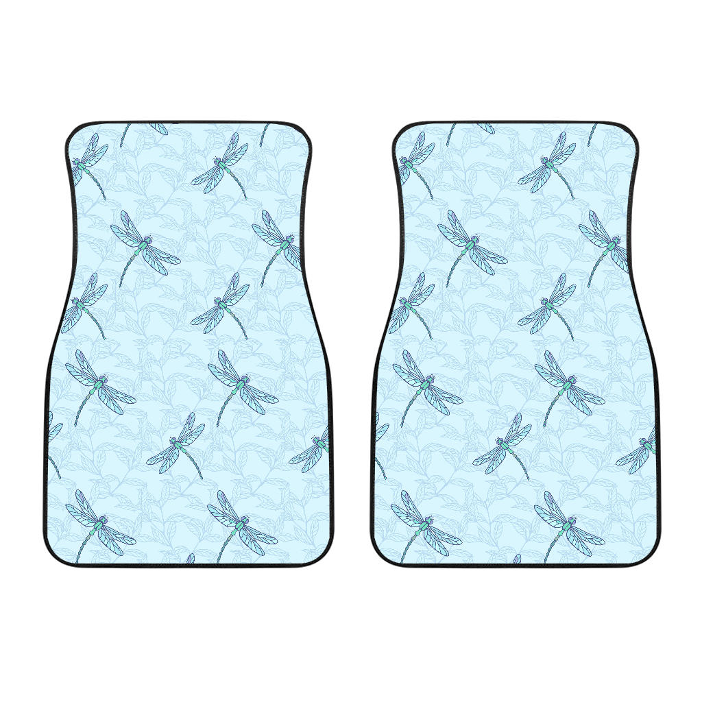 Dragonfly Pattern Blue Background Front Car Mats