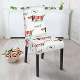 Cute Dachshund Bone Pattern Dining Chair Slipcover