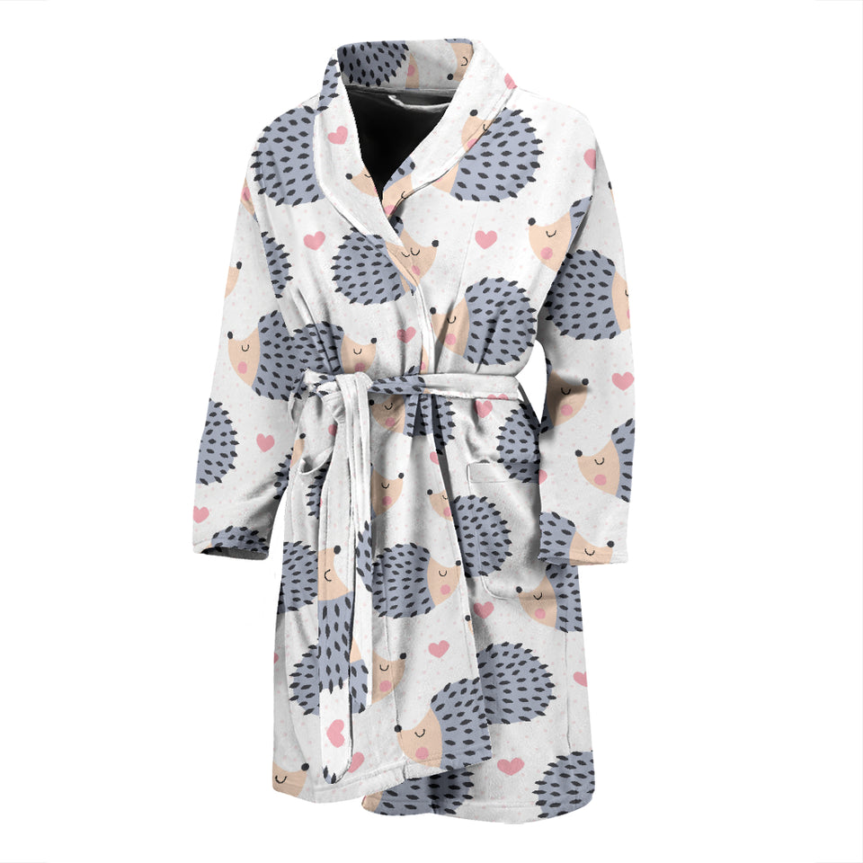 Hedgehog Pattern Print Design 04 Men's Bathrobe