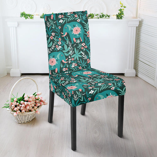 Elephants Jungle Pattern Dining Chair Slipcover