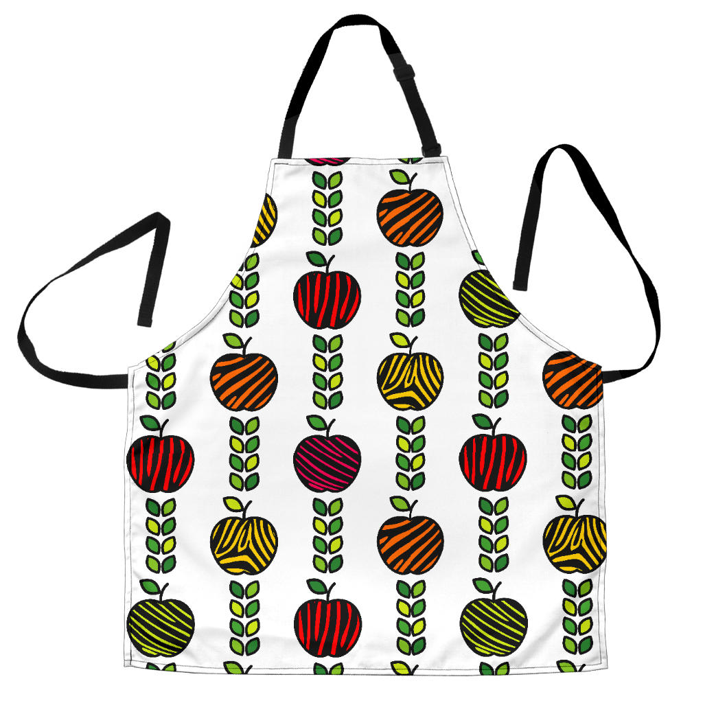 Colorful Apples Leave Zebra Stripe Adjustable Apron