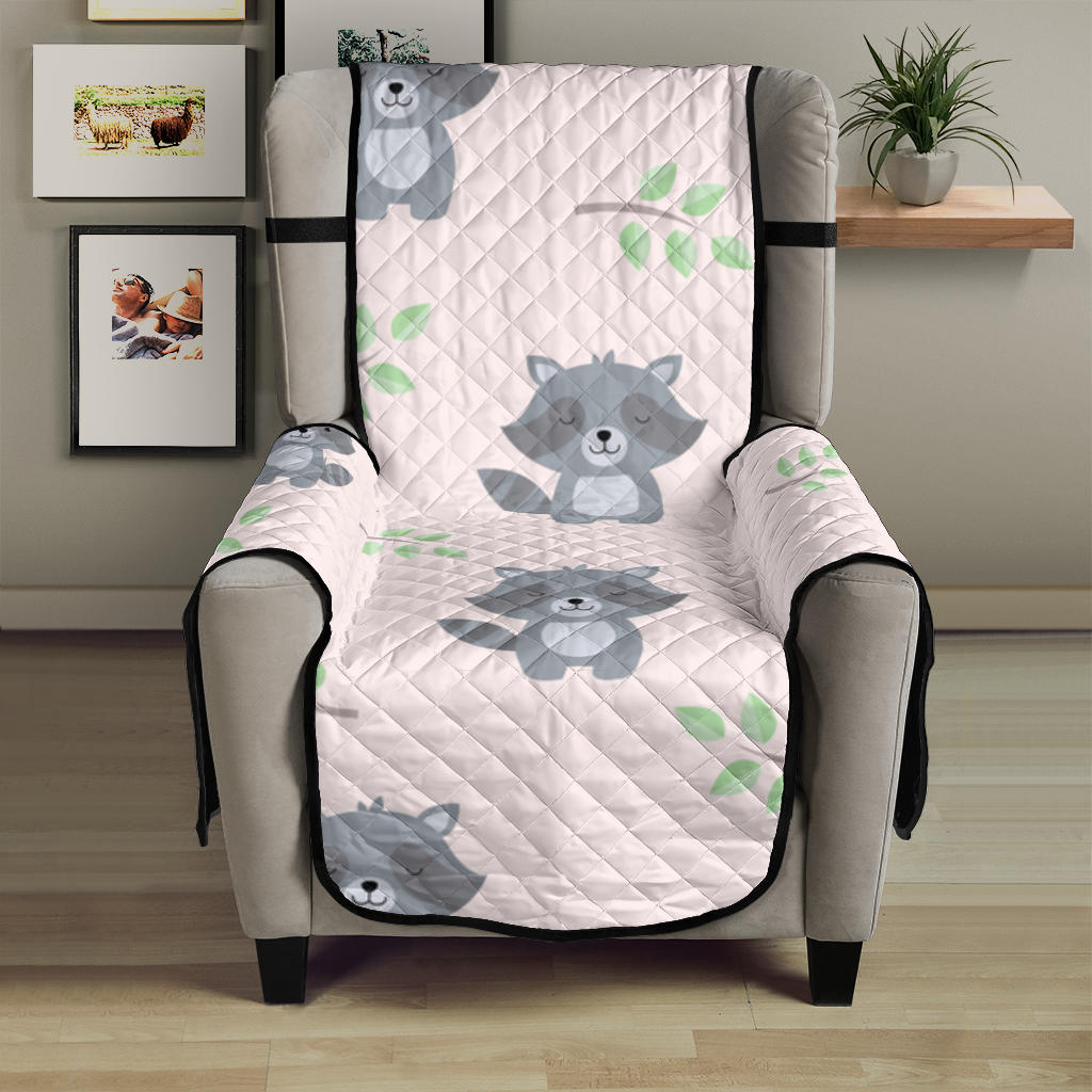 cute raccoons leaves pattern Chair Cover Protector