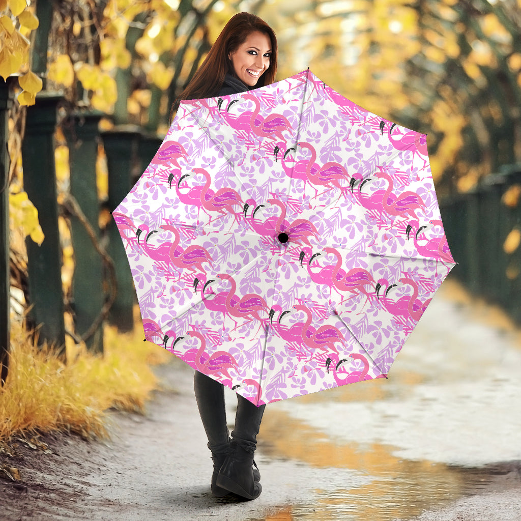 Pink Flamingo Flower Pattern Umbrella