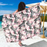 Zebra Pink Flower Background Sarong