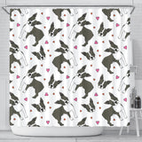 Boston Terrier Dog Hearts Vector Pattern Shower Curtain Fulfilled In US