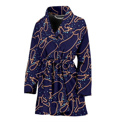 Eggplant Pattern Print Design 04 Women's Bathrobe