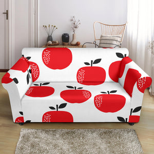 Red Apples White Background Loveseat Couch Slipcover