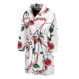 Hand Drawn Cherry Pattern Men'S Bathrobe