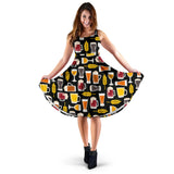 Beer Type Pattern Sleeveless Midi Dress
