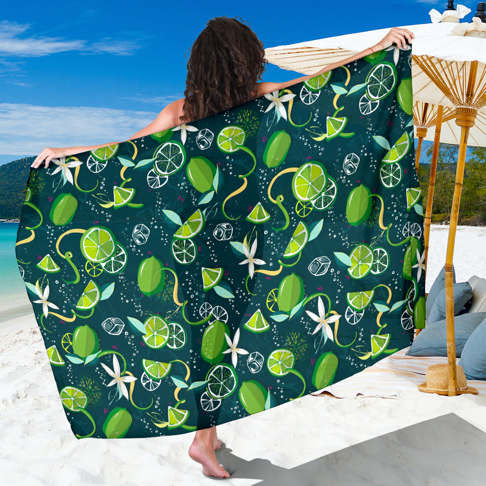 Lime Ice Flower Pattern Sarong