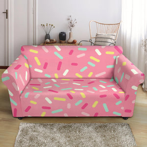 Pink Donut Glaze Candy Pattern Loveseat Couch Slipcover