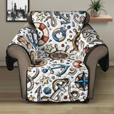 Cute nautical steering wheel anchor pattern Recliner Cover Protector
