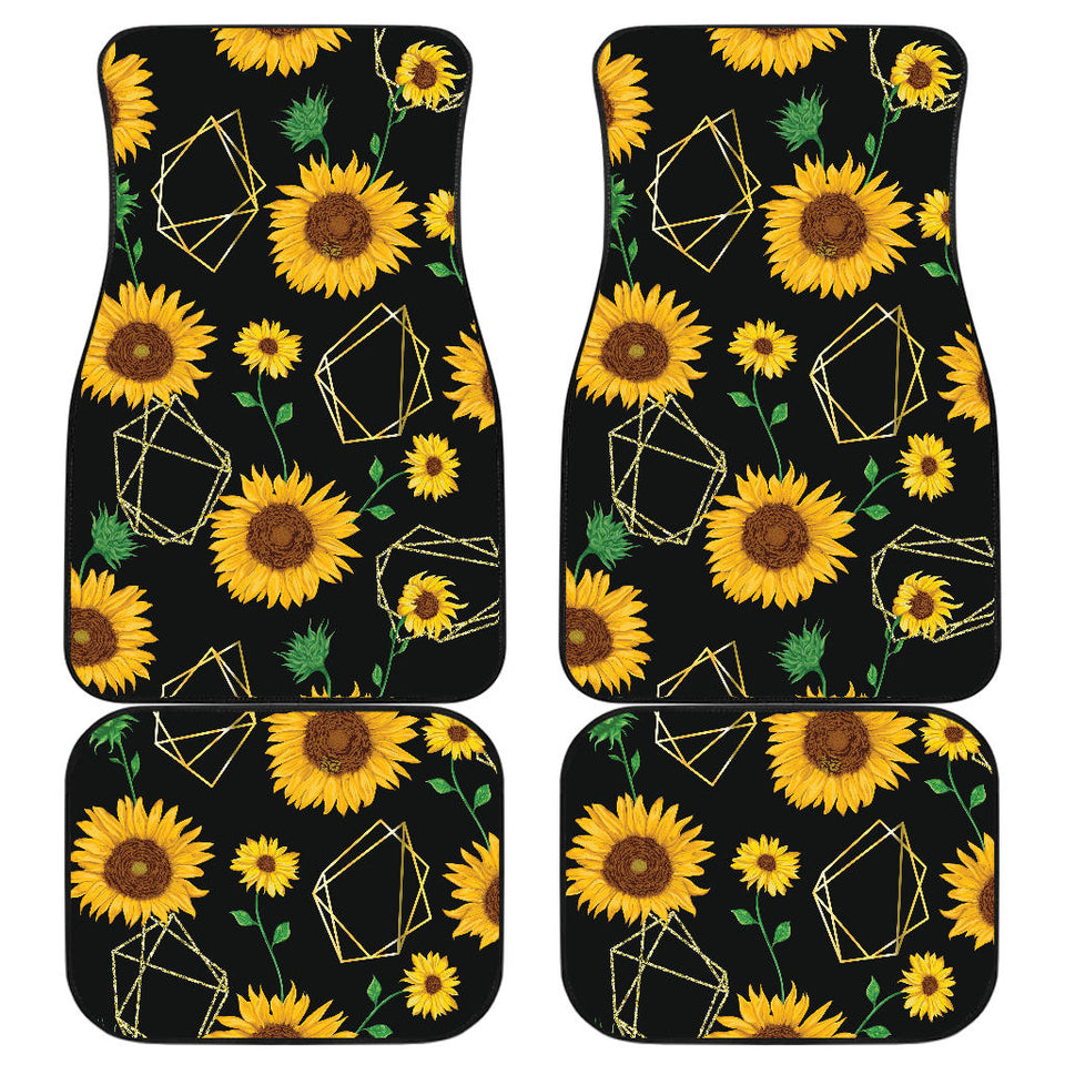 Sunflower Golden Polygonal Shapes Front And Back Car Mats