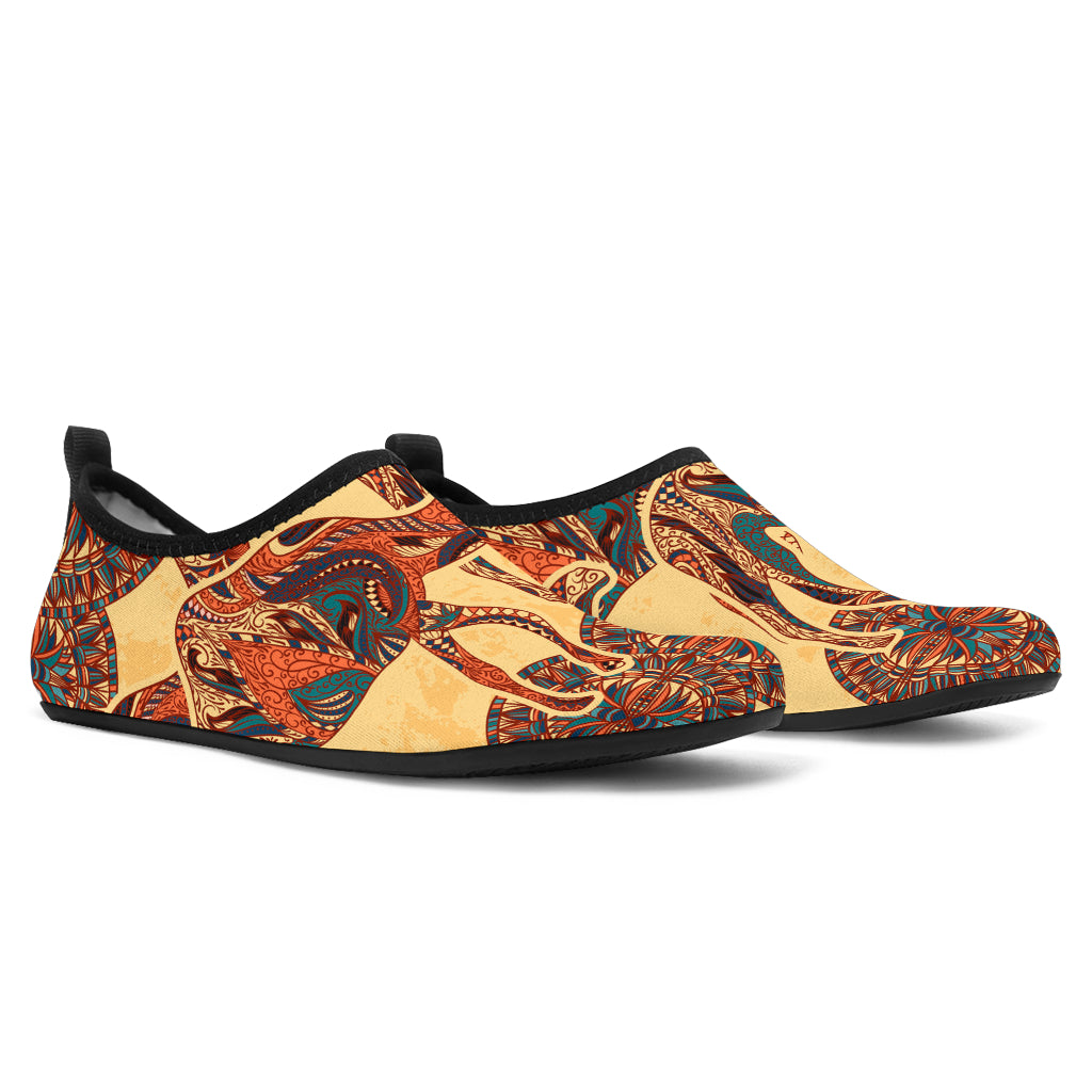 Camel Polynesian Tribal Design Pattern Aqua Shoes