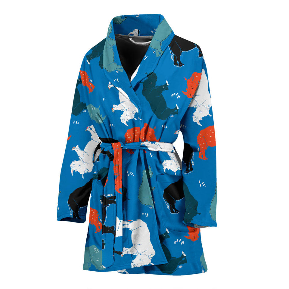 Colorful Rhino Pattern Women'S Bathrobe