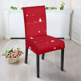 Christmas Tree Star Snow Red Background Dining Chair Slipcover