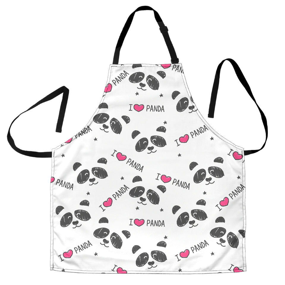 Hand Drawn Faces Of Pandas Pattern Adjustable Apron