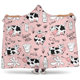 Cows Milk Product Pink Background Hooded Blanket