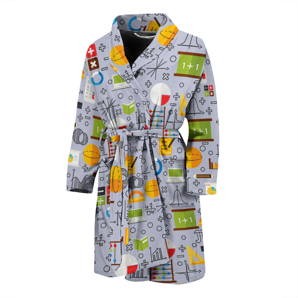 Math Pattern Print Design 04 Men's Bathrobe