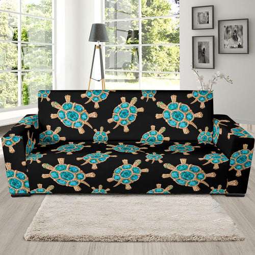 Sea Turtle Blue Stone Pattern Sofa Slipcover