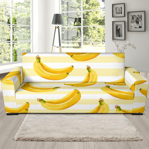 Banana Pattern Blackground Sofa Slipcover