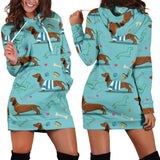Dachshund Decorative Background Women'S Hoodie Dress