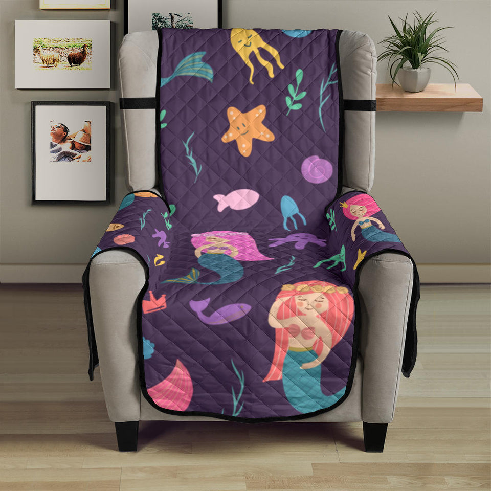 beautiful mermaid Fish jellyfish algae other marine world Chair Cover Protector