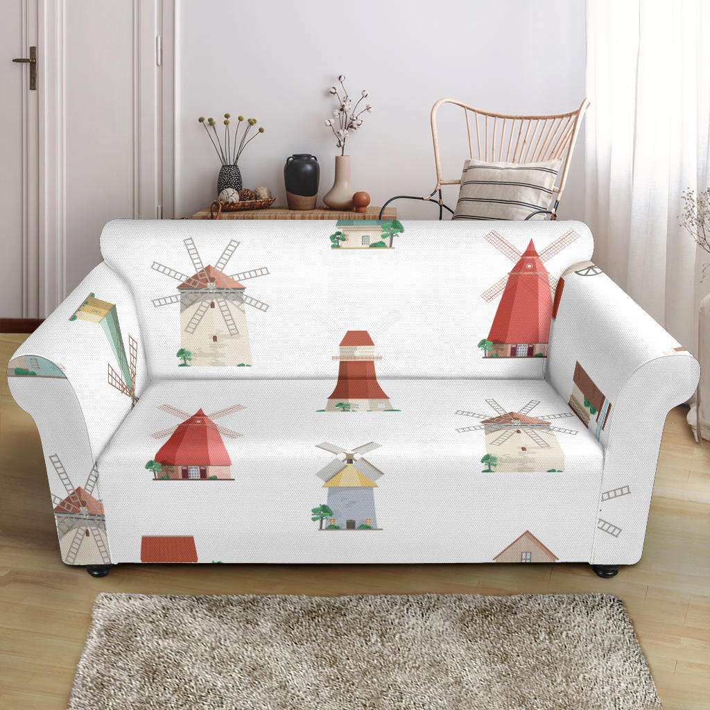 Windmill Design Pattern Loveseat Couch Slipcover