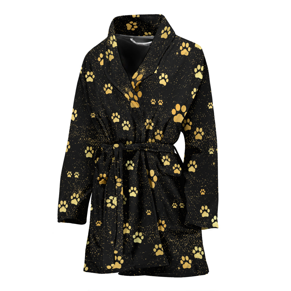 Dog Paws Pattern Print Design 05 Women's Bathrobe