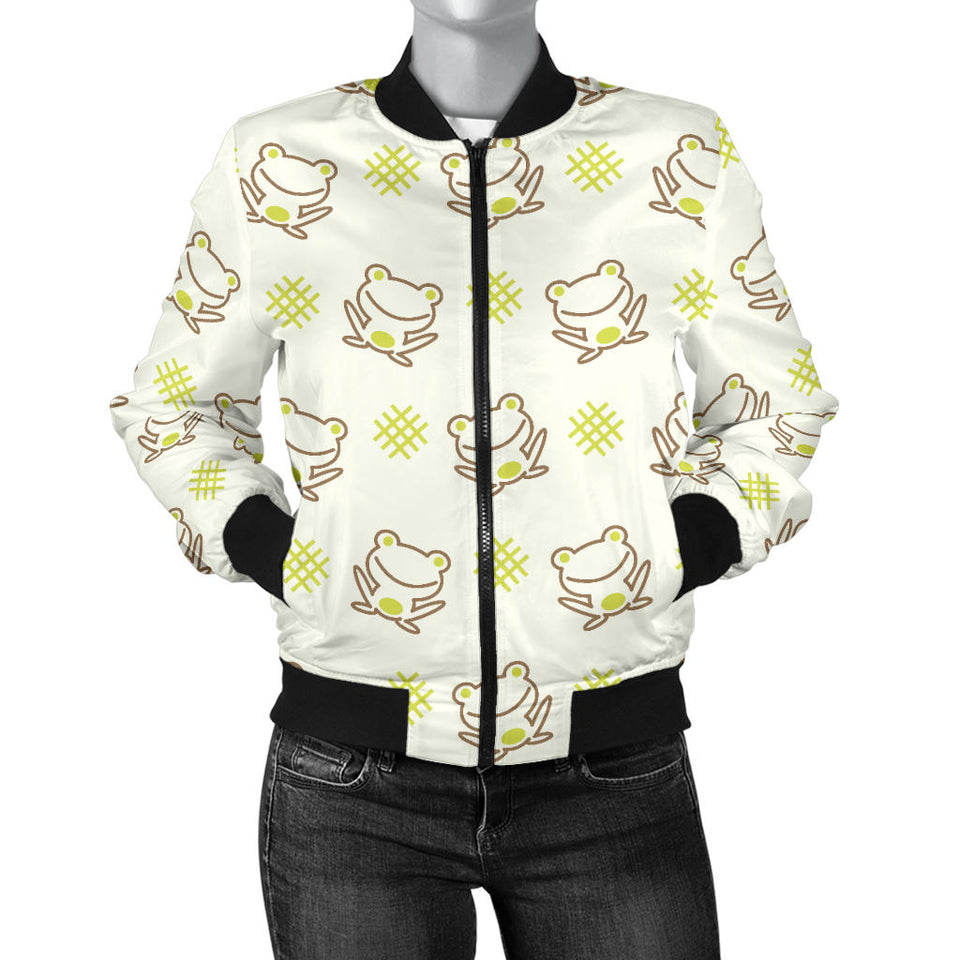 Cute Cartoon Frog Baby Pattern Women'S Bomber Jacket
